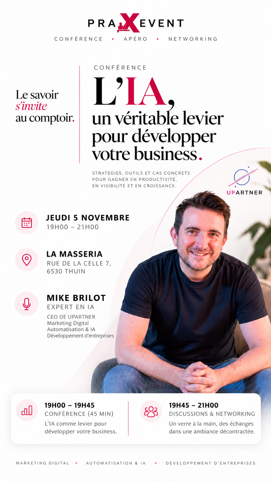 Affiche — L'IA, un véritable levier pour développer votre business, avec Mike Brilot